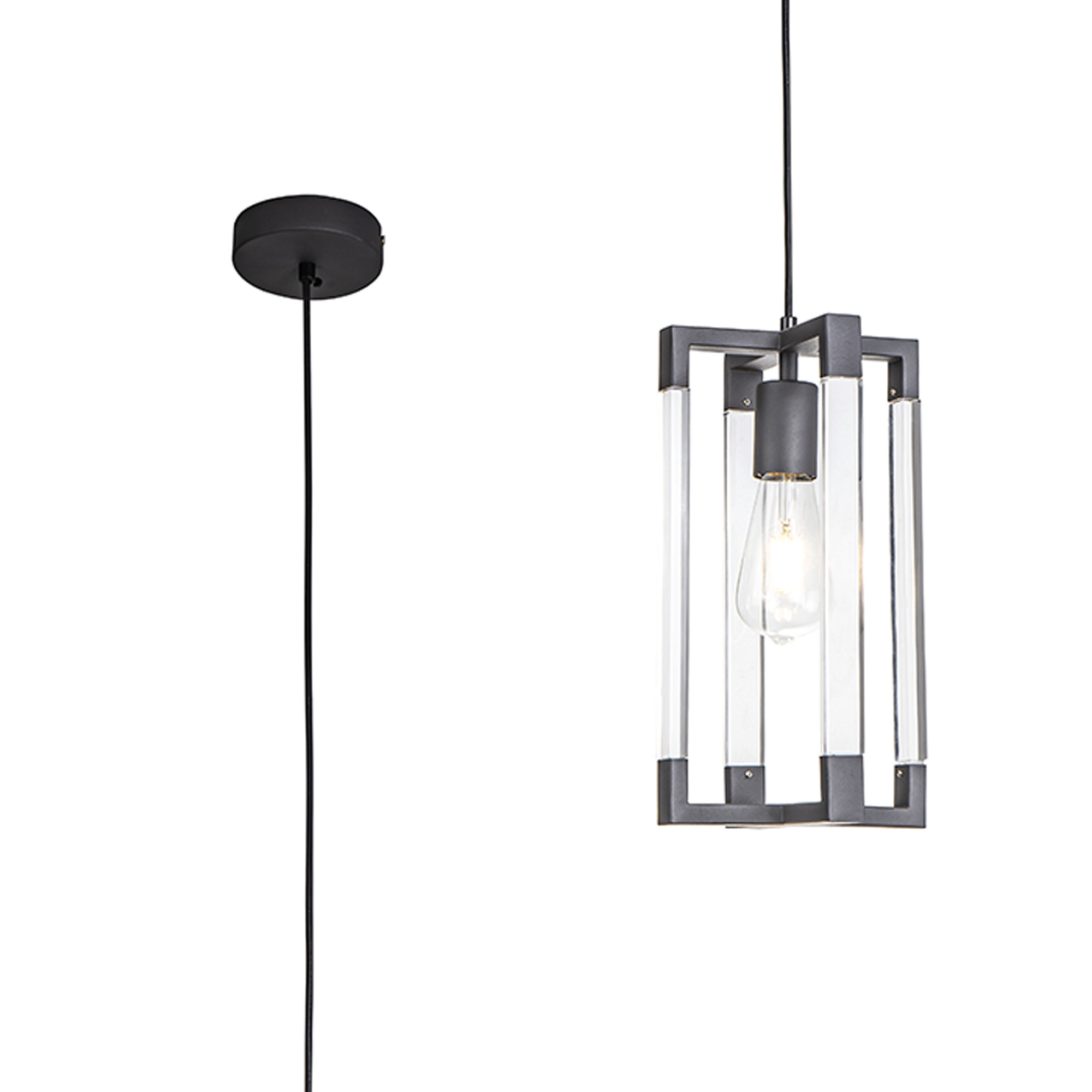 IL32851  Canto Double Rectangle Square Pendant 1 Light Graphite